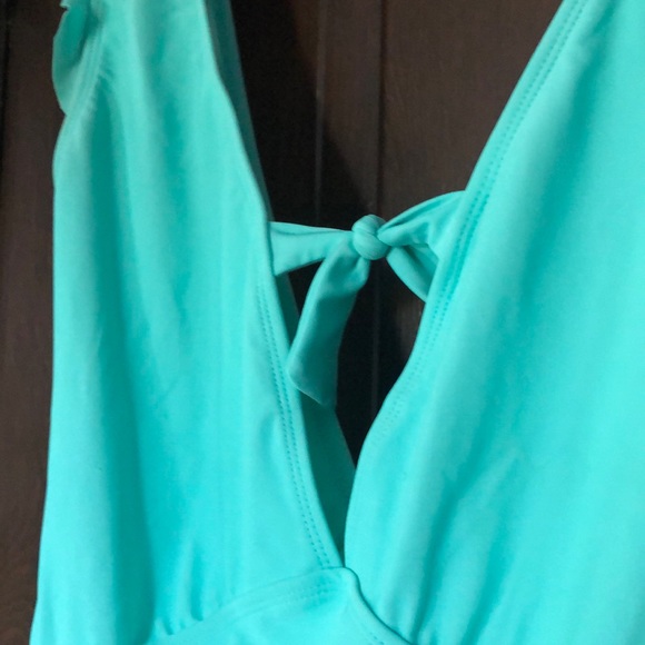 Marina West | Aqua one-piece V-neck bathing suit | size M - Picture 2 of 7